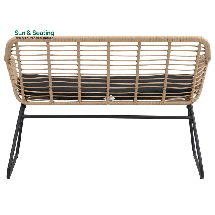Drinus Outdoor Garden Balcony Sofa Set 2 Seater 2 Single seater and 1 Center Table Set (Black + Tan) Sofa Sets