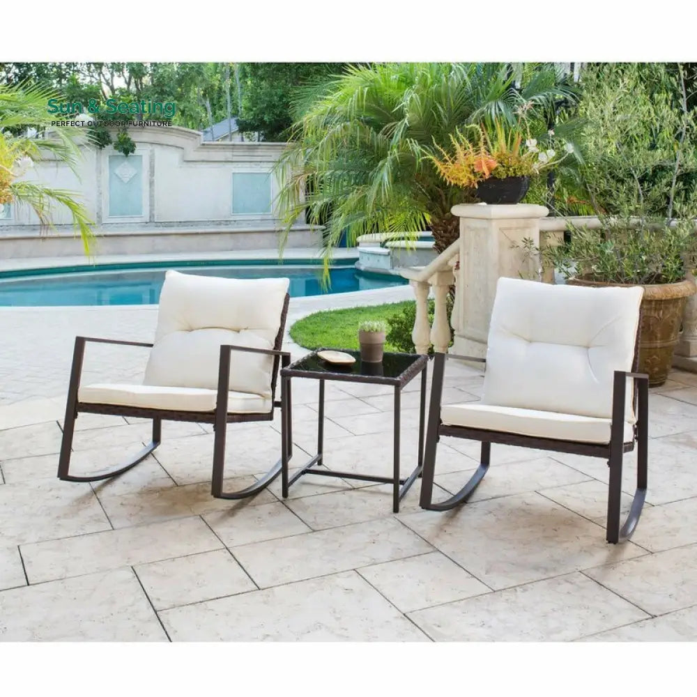 Duchess Outdoor Patio Seating Set 2 Chairs and 1 Table Set (Black) Coffee Table Sets