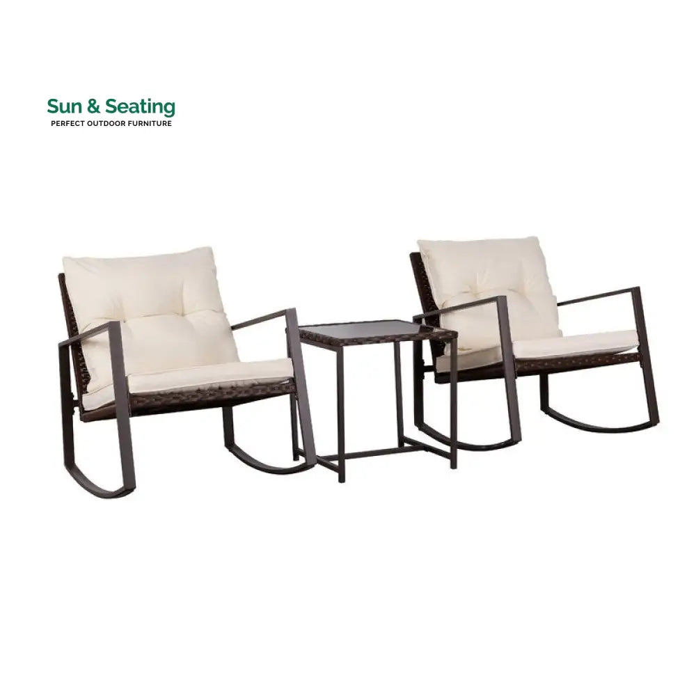 Duchess Outdoor Patio Seating Set 2 Chairs and 1 Table Set (Black) Coffee Table Sets