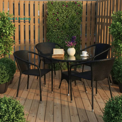 Duke Outdoor Patio Seating Set 4 Chairs and 1 Table Set (Black) Coffee Table Sets