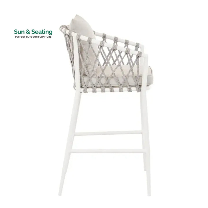 Dupont Outdoor Patio Bar Chair 2 Chairs For Balcony (White) Braided &amp; Rope Bar Sets
