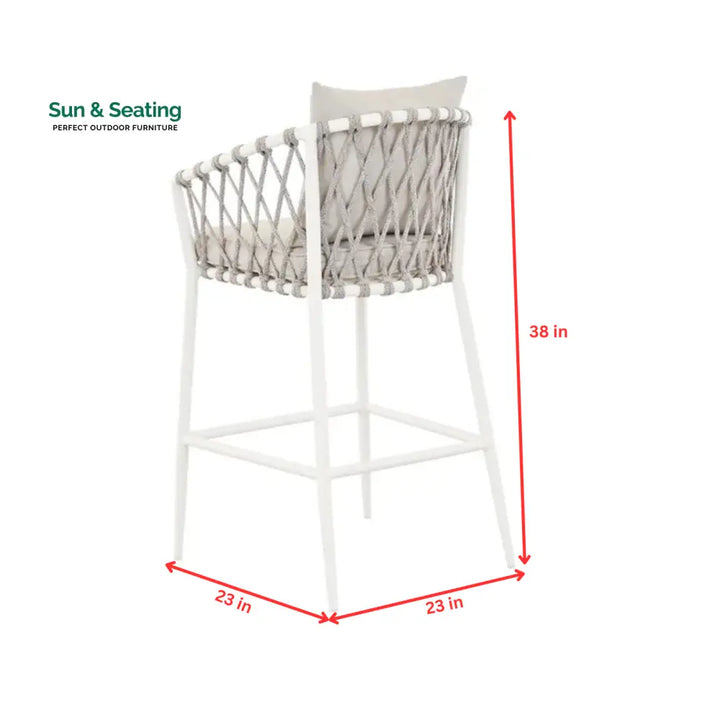 Dupont Outdoor Patio Bar Chair 2 Chairs For Balcony (White) Braided &amp; Rope Bar Sets
