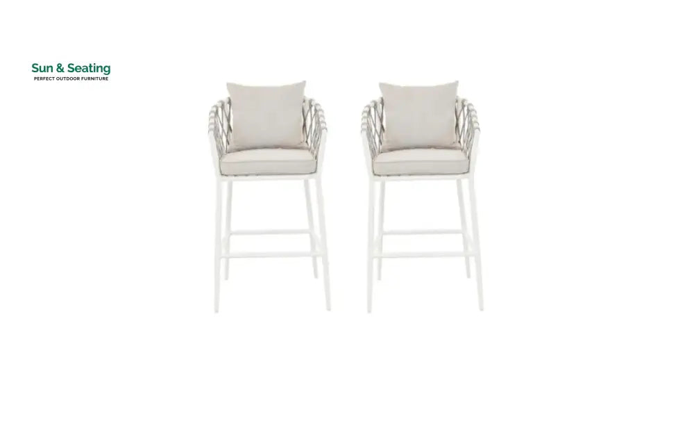 Dupont Outdoor Patio Bar Chair 2 Chairs For Balcony (White) Braided & Rope Bar Sets
