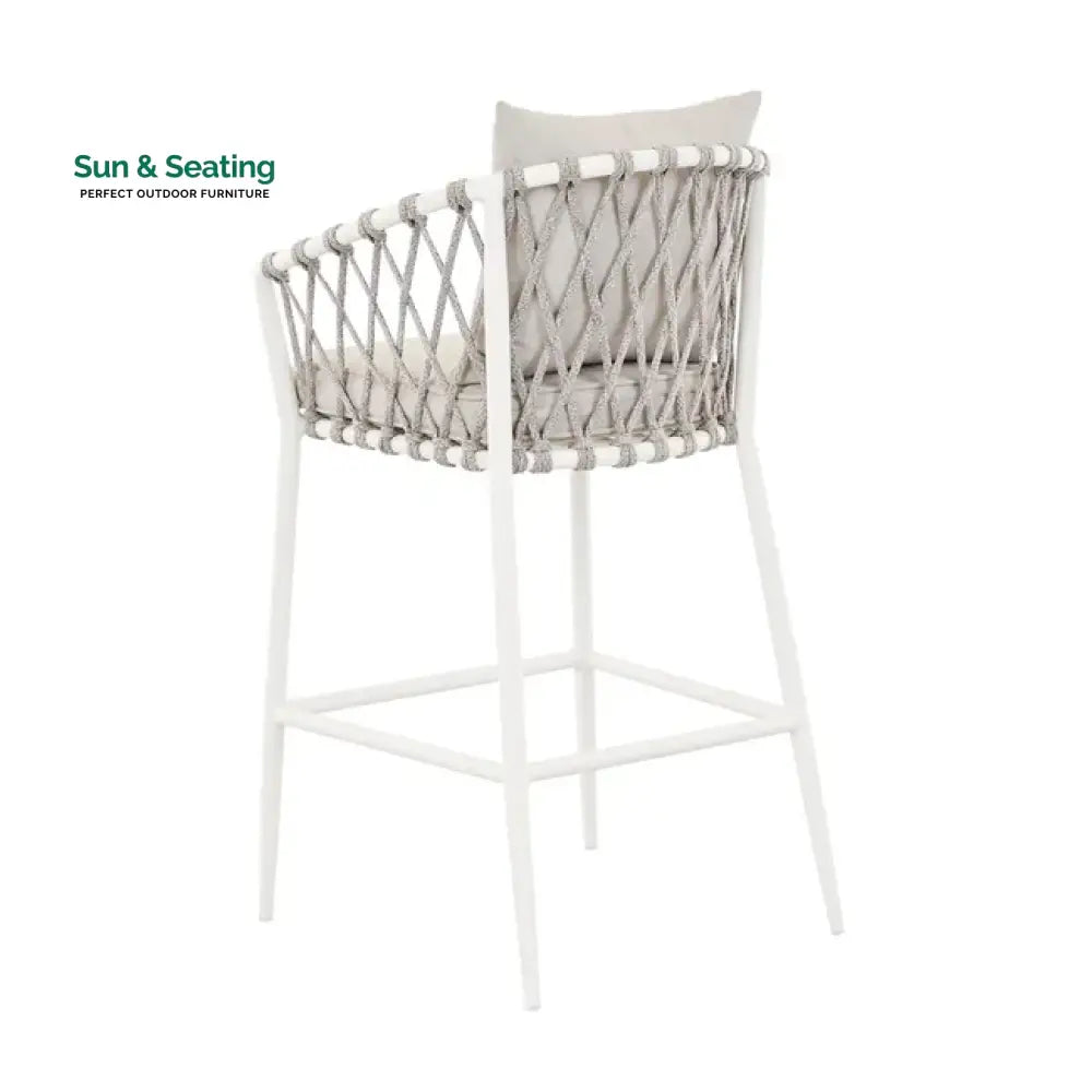 Dupont Outdoor Patio Bar Chair 2 Chairs For Balcony (White) Braided &amp; Rope Bar Sets
