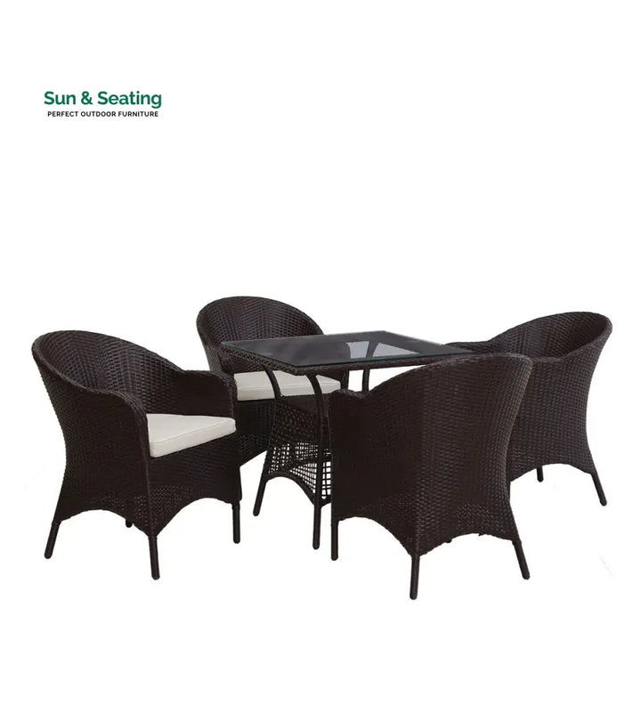 Dushtu Outdoor Patio Seating Set 4 Chairs and 1 Table Set (Dark Brown) Coffee Table Sets