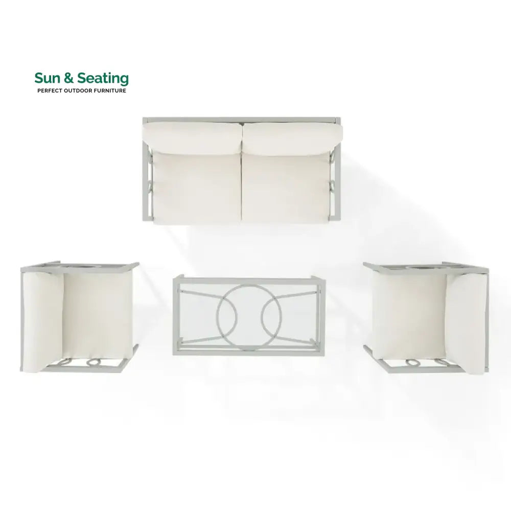 Duval Outdoor Sofa Set 2 Seater 2 Single seater and 1 Center Table (White) Sofa Sets