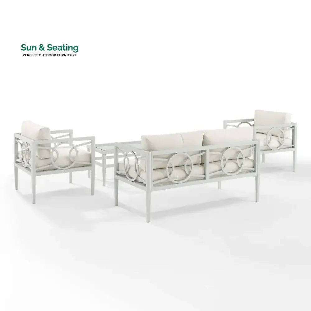 Duval Outdoor Sofa Set 2 Seater 2 Single seater and 1 Center Table (White) Sofa Sets