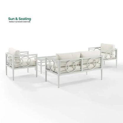 Duval Outdoor Sofa Set 2 Seater 2 Single seater and 1 Center Table (White) Sofa Sets