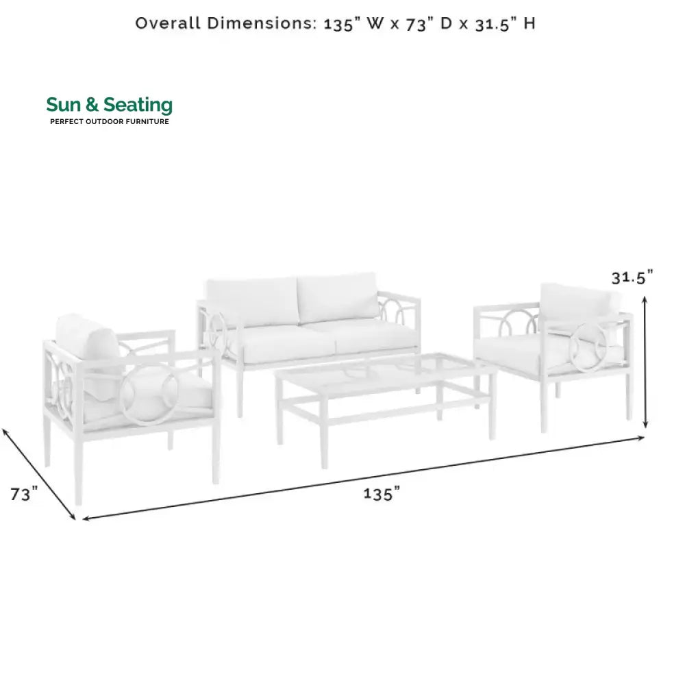 Duval Outdoor Sofa Set 2 Seater 2 Single seater and 1 Center Table (White) Sofa Sets