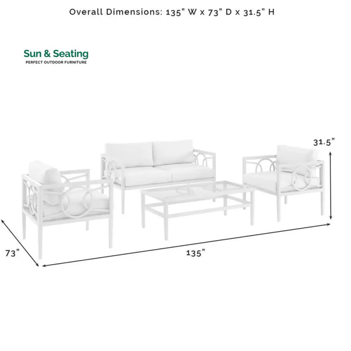 Duval Outdoor Sofa Set 2 Seater 2 Single seater and 1 Center Table (White) Sofa Sets