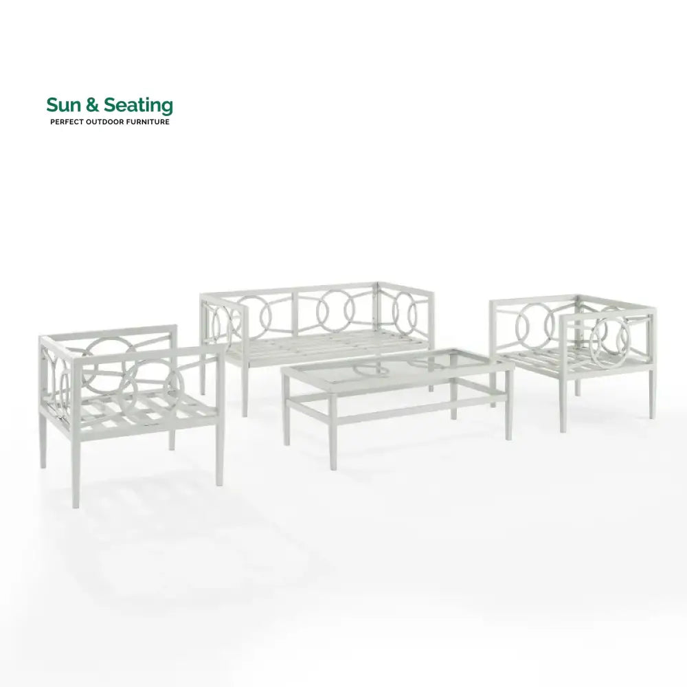 Duval Outdoor Sofa Set 2 Seater 2 Single seater and 1 Center Table (White) Sofa Sets