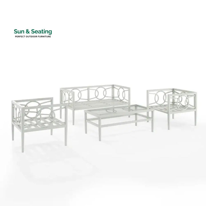 Duval Outdoor Sofa Set 2 Seater 2 Single seater and 1 Center Table (White) Sofa Sets
