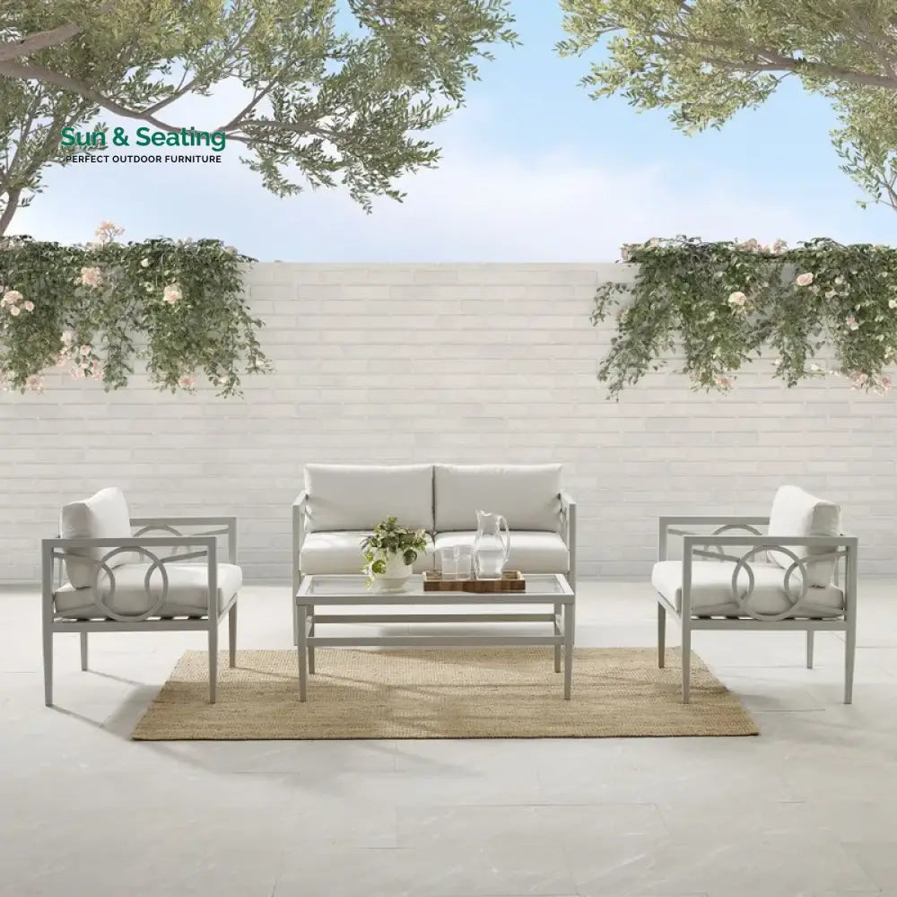 Duval Outdoor Sofa Set 2 Seater 2 Single seater and 1 Center Table (White) Sofa Sets