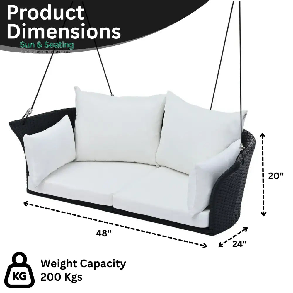Ebube Outdoor Rattan Wicker Hanging Swing Chair with Cushion Swing