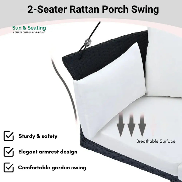 Ebube Outdoor Rattan Wicker Hanging Swing Chair with Cushion Swing