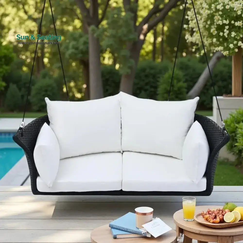 Ebube Outdoor Rattan Wicker Hanging Swing Chair with Cushion Swing