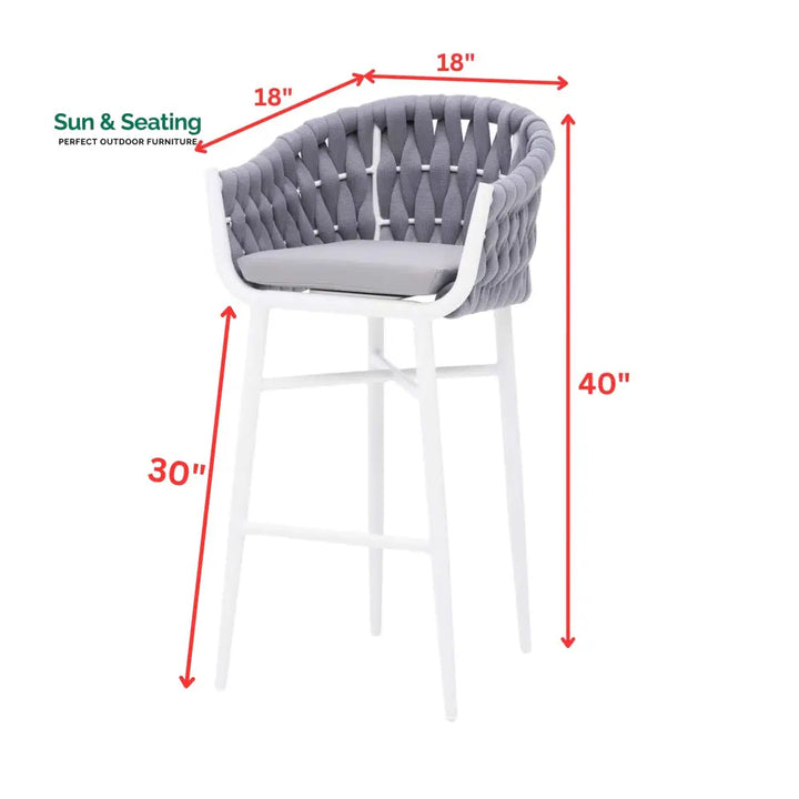 Ece Outdoor Patio Bar Chair 2 Chairs For Balcony Braided &amp; Rope Bar Sets