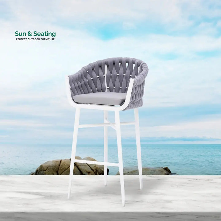 Ece Outdoor Patio Bar Chair 2 Chairs For Balcony Braided &amp; Rope Bar Sets