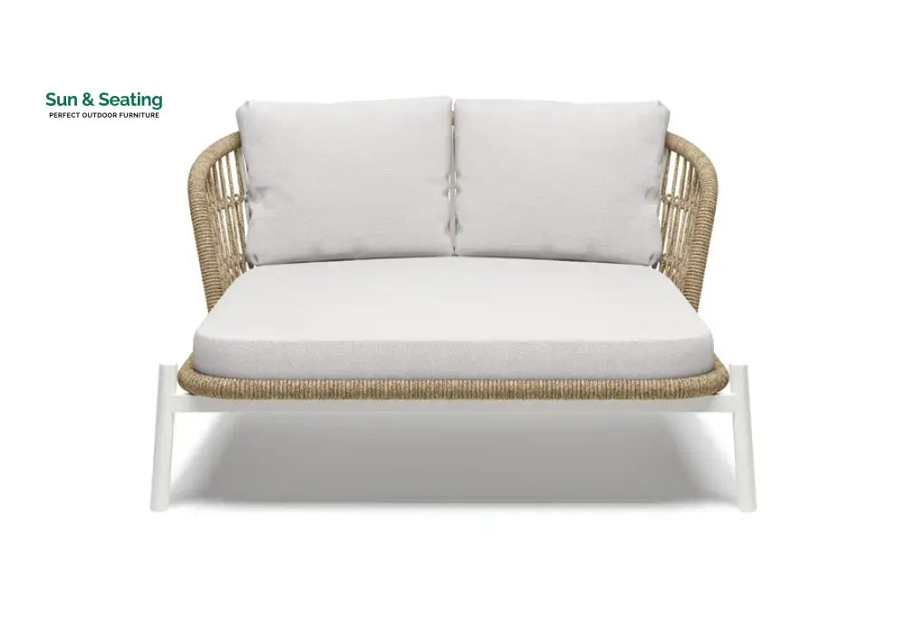 Ecer Outdoor Poolside Sunbed With Cushion Daybed Braided &amp; Rope Sunbed