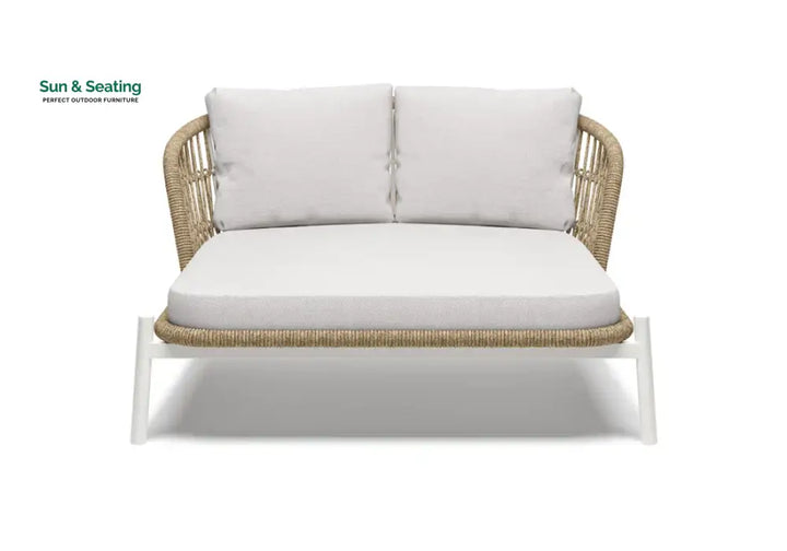 Ecer Outdoor Poolside Sunbed With Cushion Daybed Braided &amp; Rope Sunbed
