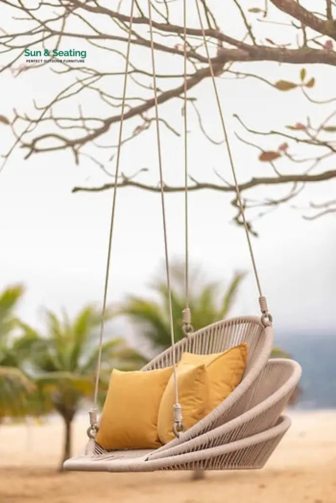 Edelmira Single Seater Hanging Swing Without Stand For Balcony Garden Swing (Cream) Braided &amp; Rope Swings