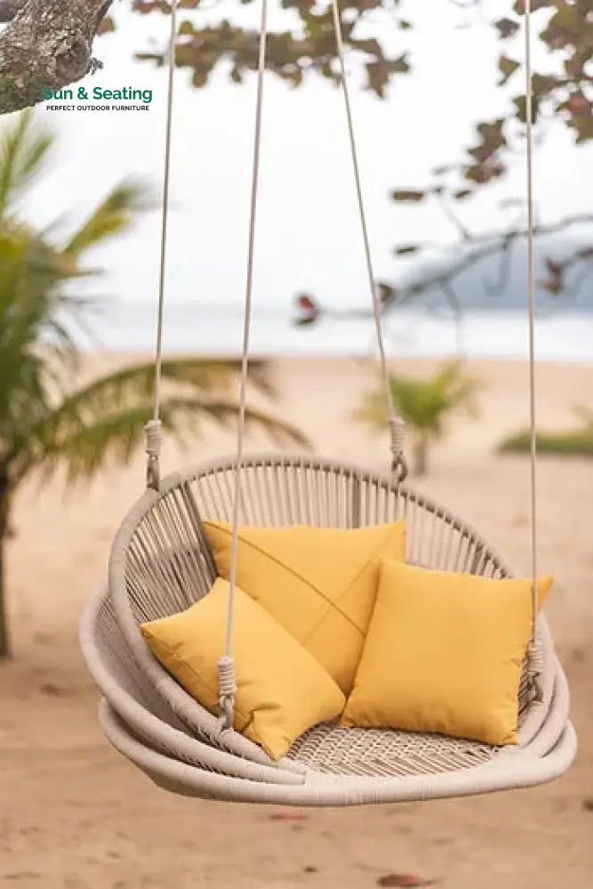 Edelmira Single Seater Hanging Swing Without Stand For Balcony Garden Swing (Cream) Braided & Rope Swings