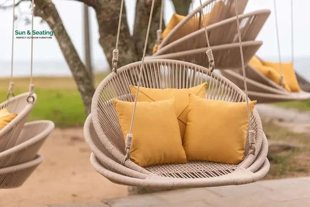 Edelmira Single Seater Hanging Swing Without Stand For Balcony Garden Swing (Cream) Braided &amp; Rope Swings