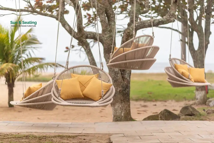 Edelmira Single Seater Hanging Swing Without Stand For Balcony Garden Swing (Cream) Braided &amp; Rope Swings