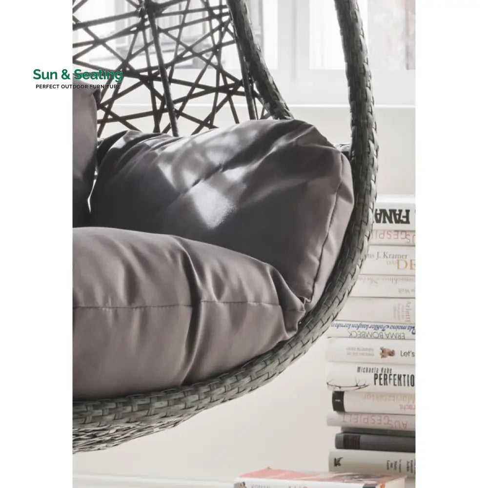 Edmondo Single Seater Hanging Swing With Stand For Balcony Garden Swing (Dark Brown) Swings