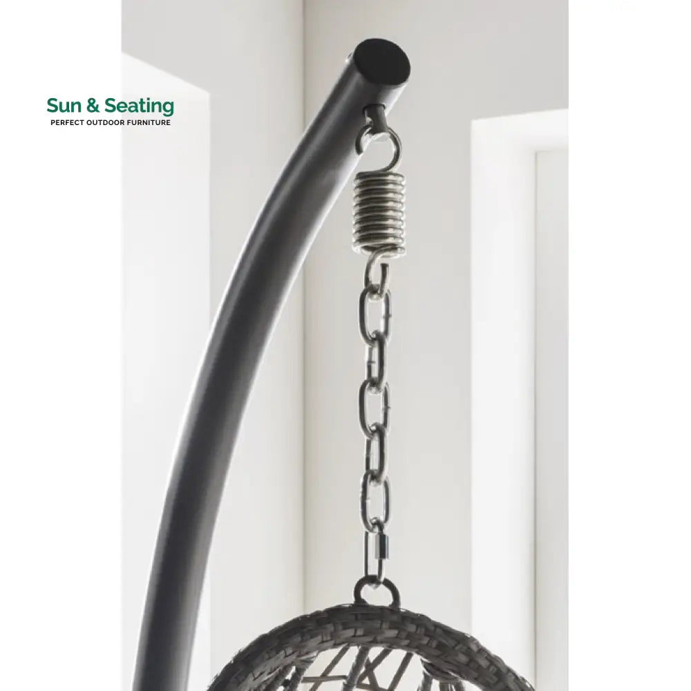 Edmondo Single Seater Hanging Swing With Stand For Balcony Garden Swing (Dark Brown) Swings