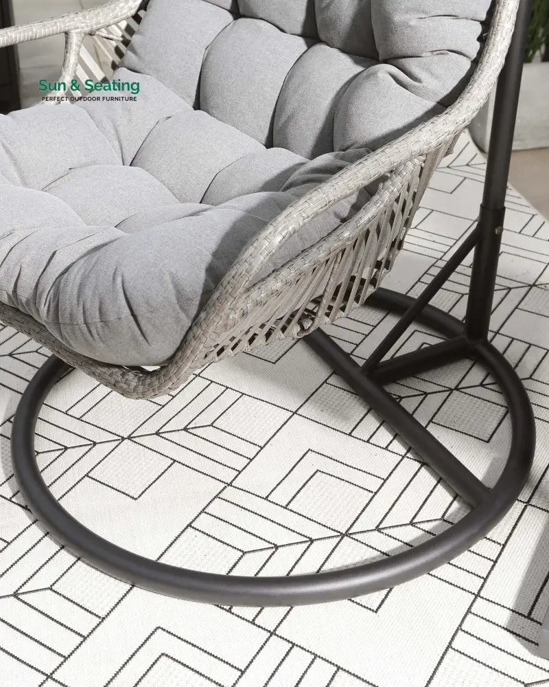 Edmondo Single Seater Hanging Swing With Stand For Balcony Garden Swing (Grey) Swings