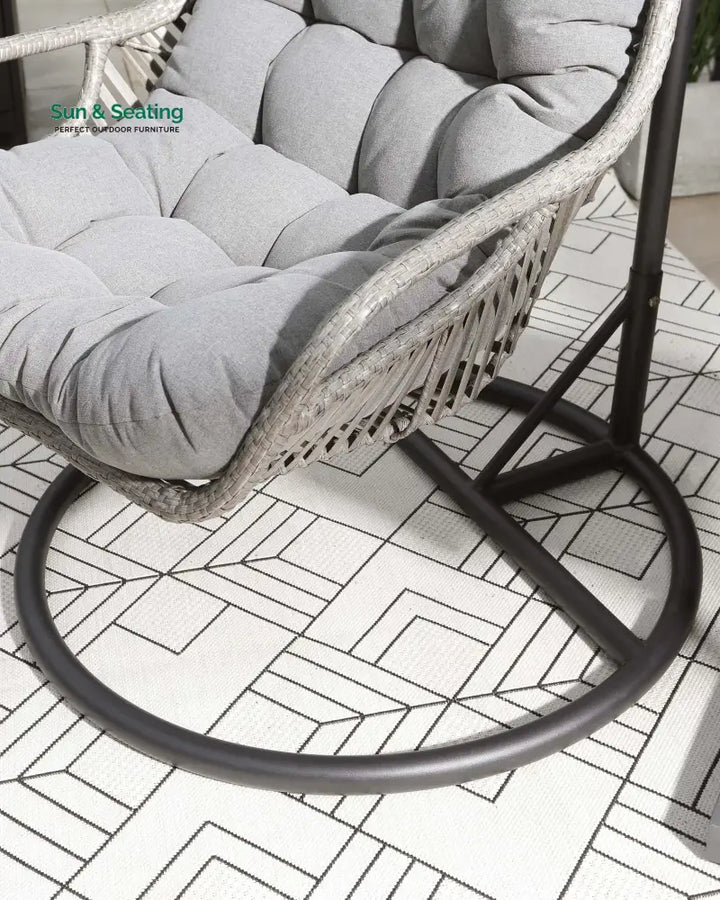 Edmondo Single Seater Hanging Swing With Stand For Balcony Garden Swing (Grey) Swings
