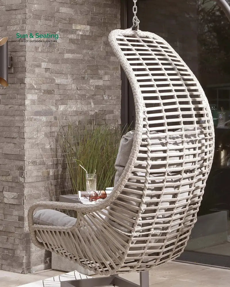 Edmondo Single Seater Hanging Swing With Stand For Balcony Garden Swing (Grey) Swings