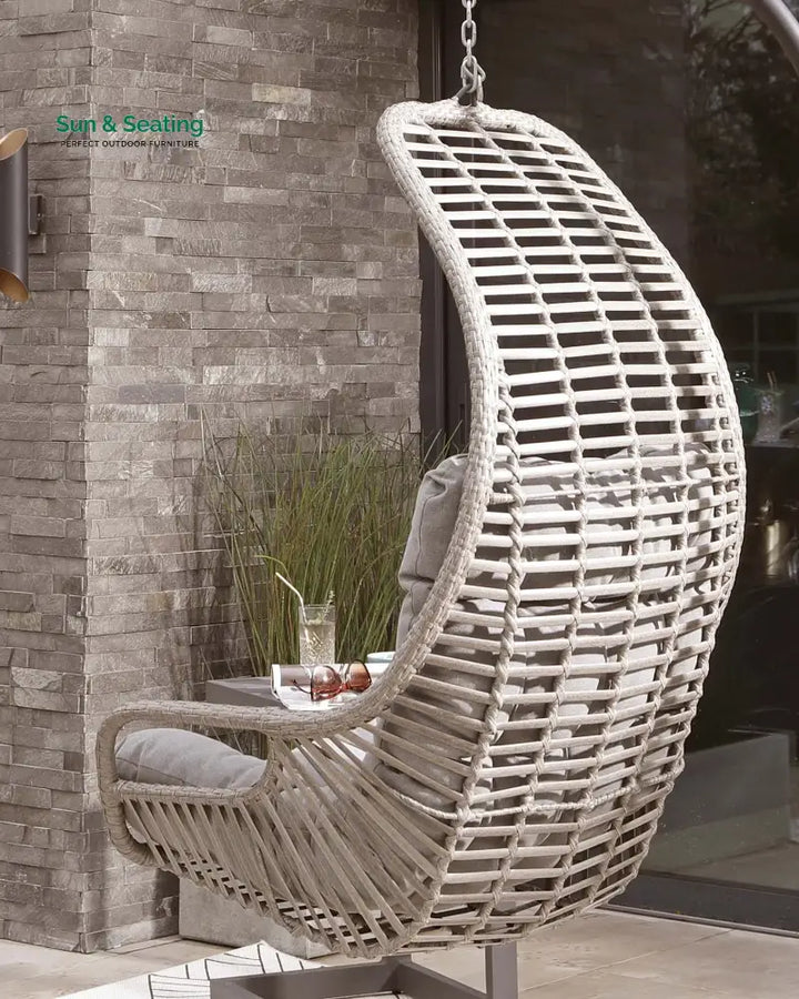 Edmondo Single Seater Hanging Swing With Stand For Balcony Garden Swing (Grey) Swings