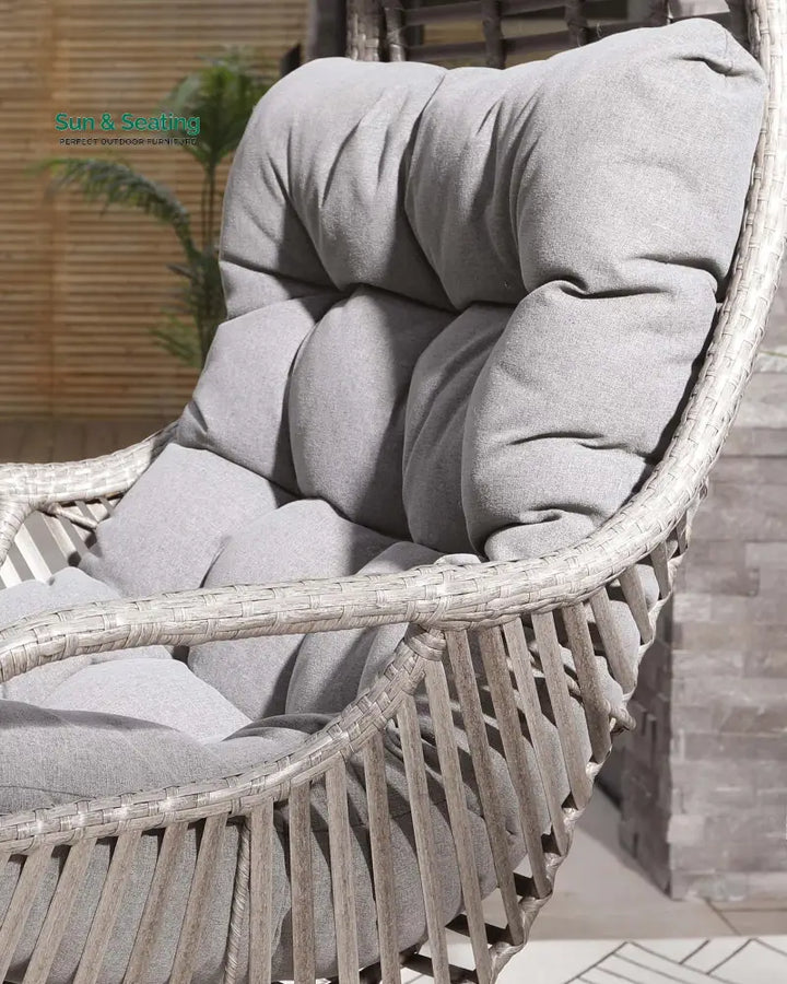 Edmondo Single Seater Hanging Swing With Stand For Balcony Garden Swing (Grey) Swings