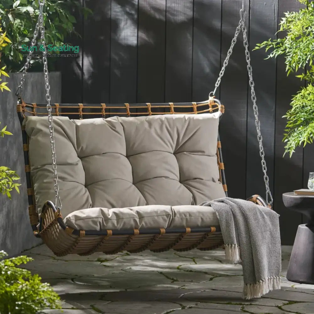 Edris Double Seater Hanging Swing Without Stand For Balcony Garden Swing Beige Swings