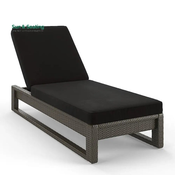 Edris Outdoor Swimming Poolside Lounger (Brown) Brown + Black Loungers