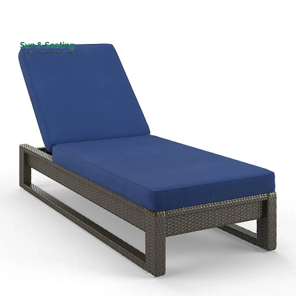 Edris Outdoor Swimming Poolside Lounger (Brown) Brown + Blue Loungers