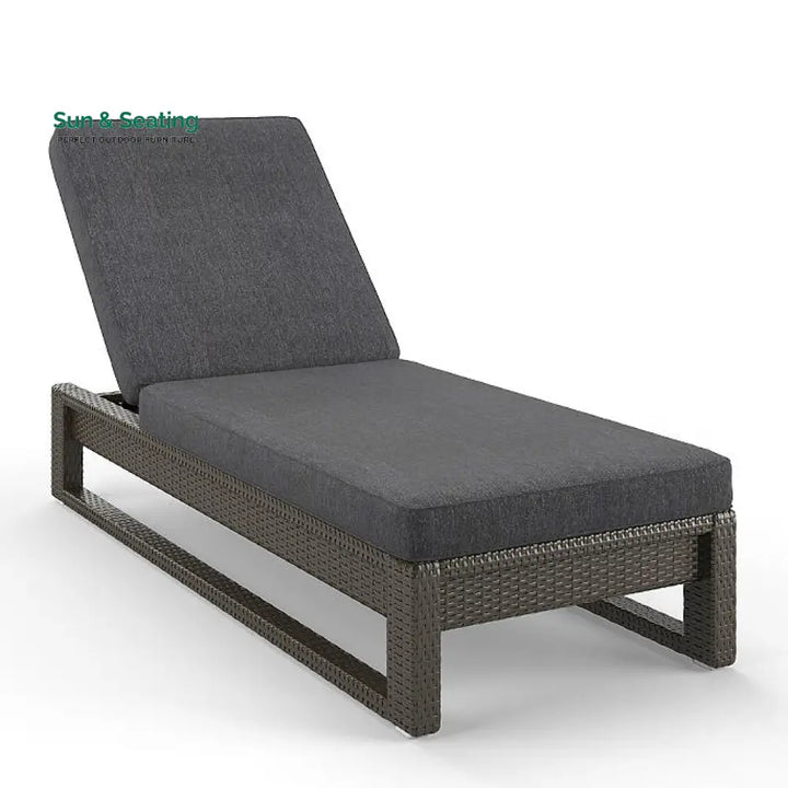 Edris Outdoor Swimming Poolside Lounger (Brown) Brown + Dark Grey Loungers