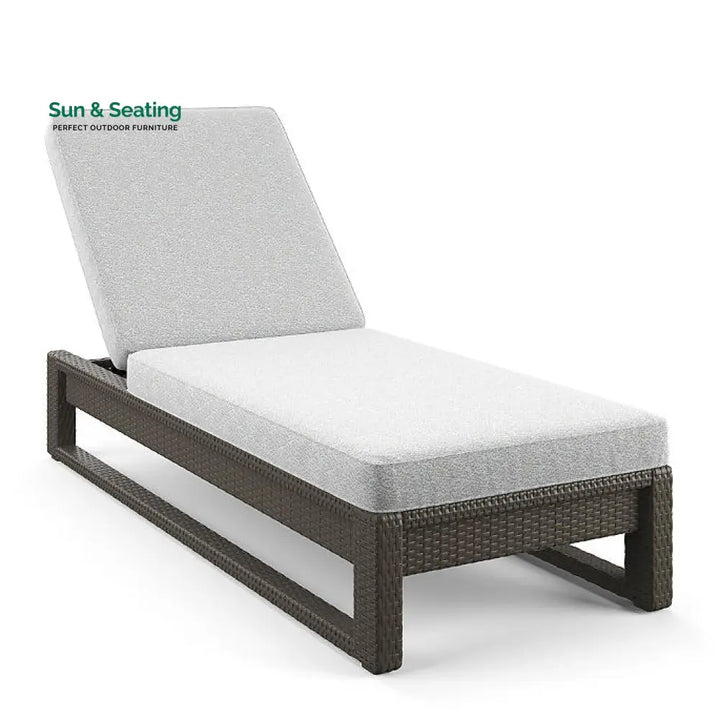 Edris Outdoor Swimming Poolside Lounger (Brown) Brown + Grey Loungers