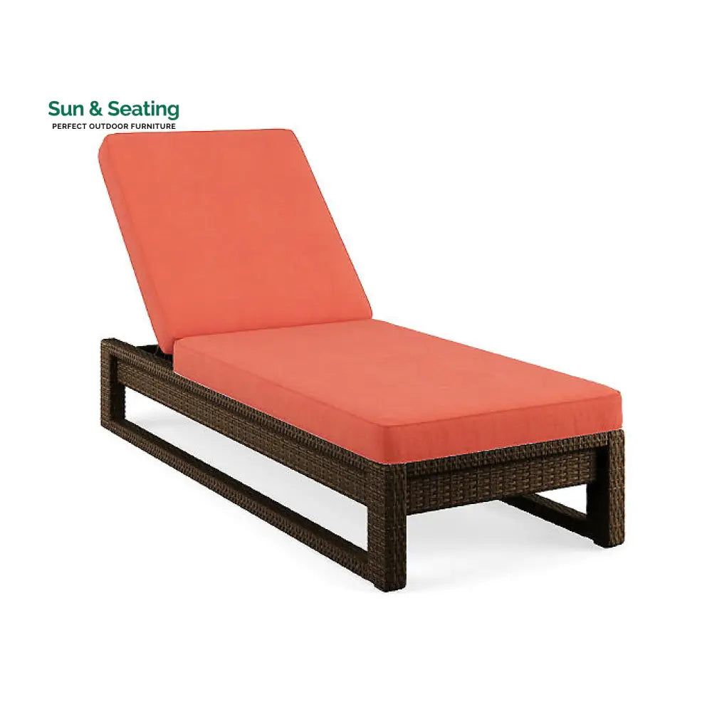 Edris Outdoor Swimming Poolside Lounger (Brown) Brown + Orange Loungers