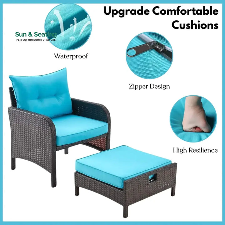 Eesha Outdoor 5 Piece Patio Wicker Furniture Set Patio Sofa Set
