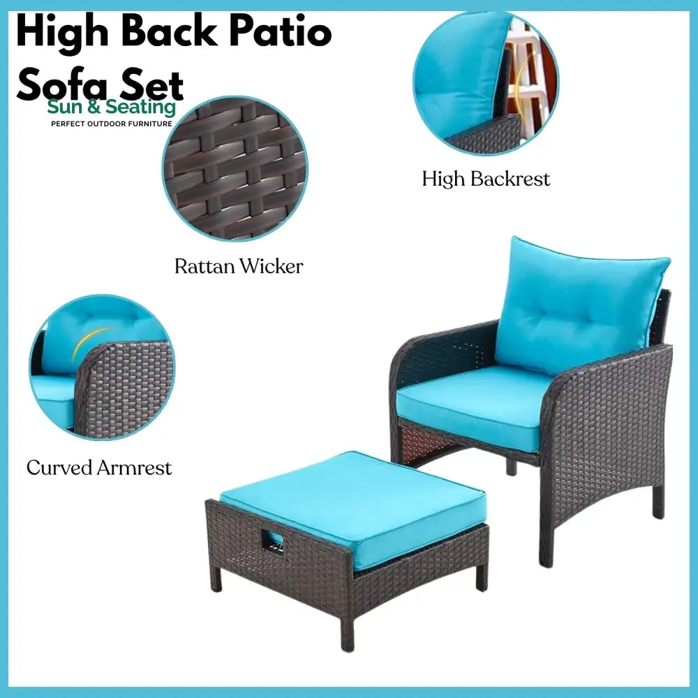 Eesha Outdoor 5 Piece Patio Wicker Furniture Set Patio Sofa Set