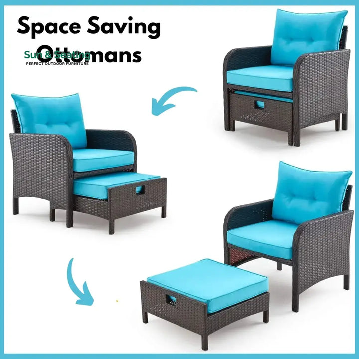 Eesha Outdoor 5 Piece Patio Wicker Furniture Set Patio Sofa Set