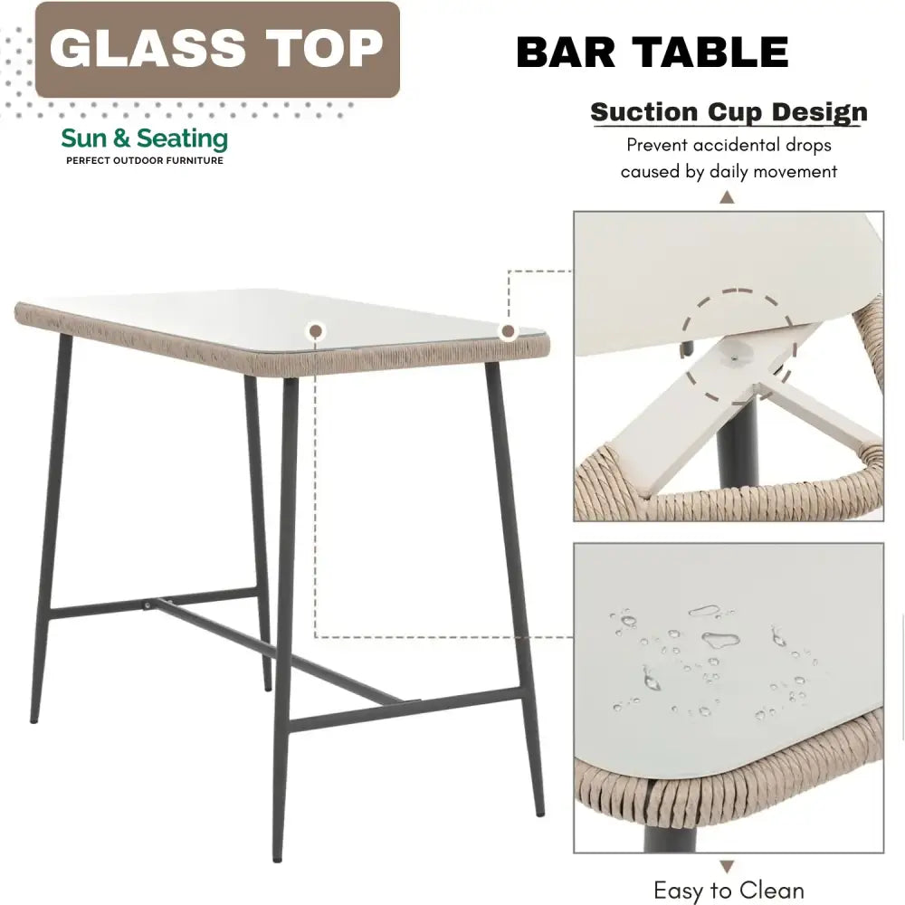 Ekatra Premium Outdoor Rope 5-Piece Bar Set With a High-Top Table Bar Set