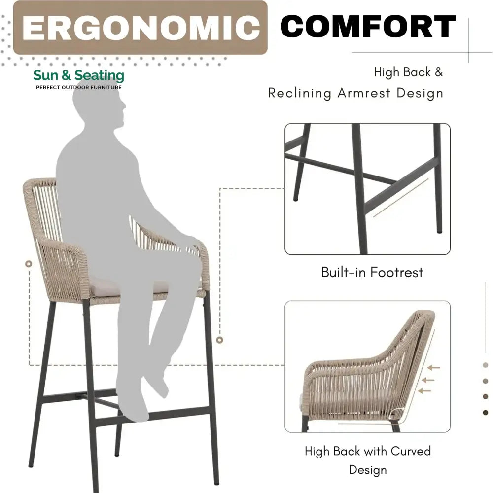 Ekatra Premium Outdoor Rope 5-Piece Bar Set With a High-Top Table Bar Set