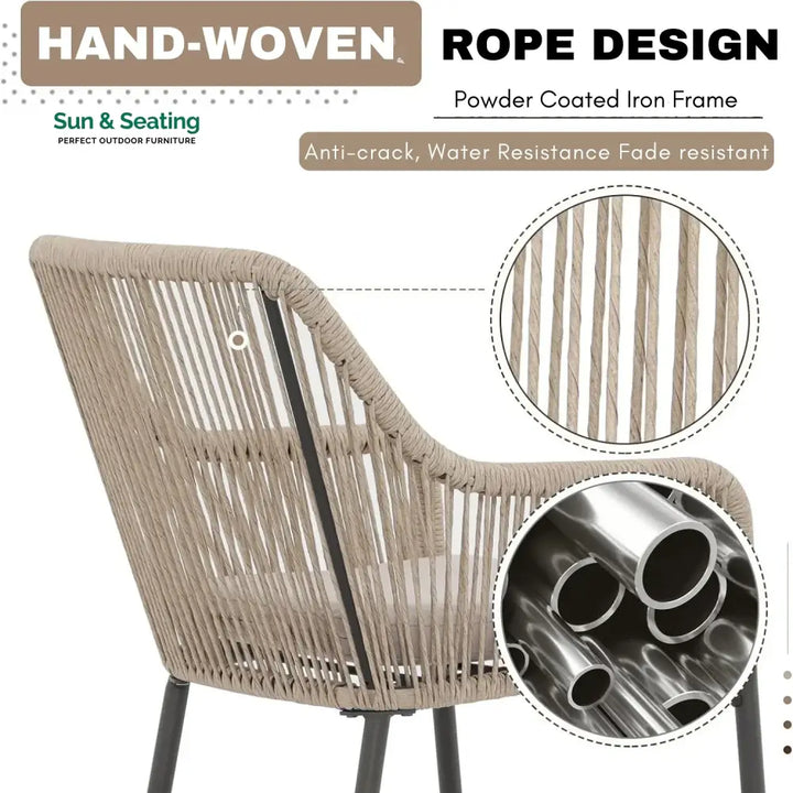 Ekatra Premium Outdoor Rope 5-Piece Bar Set With a High-Top Table Bar Set