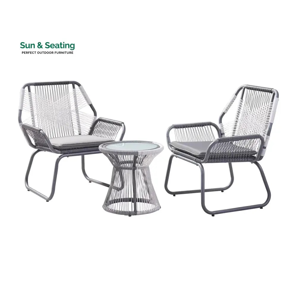 Elara Outdoor Rope Double Tone 3-Piece Patio Set Patio Set