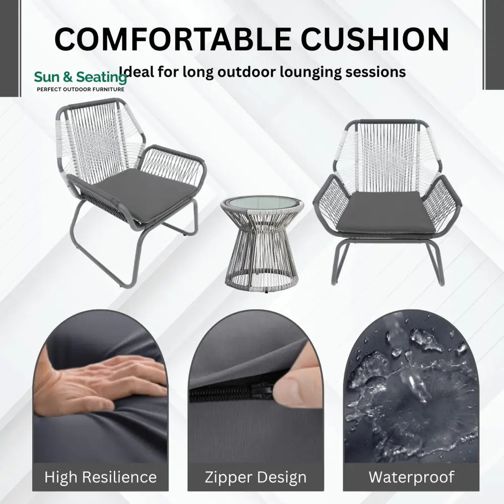 Elara Outdoor Rope Double Tone 3-Piece Patio Set Patio Set