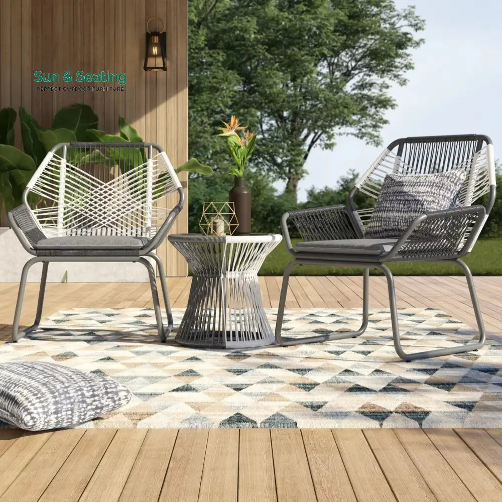 Elara Outdoor Rope Double Tone 3-Piece Patio Set Patio Set